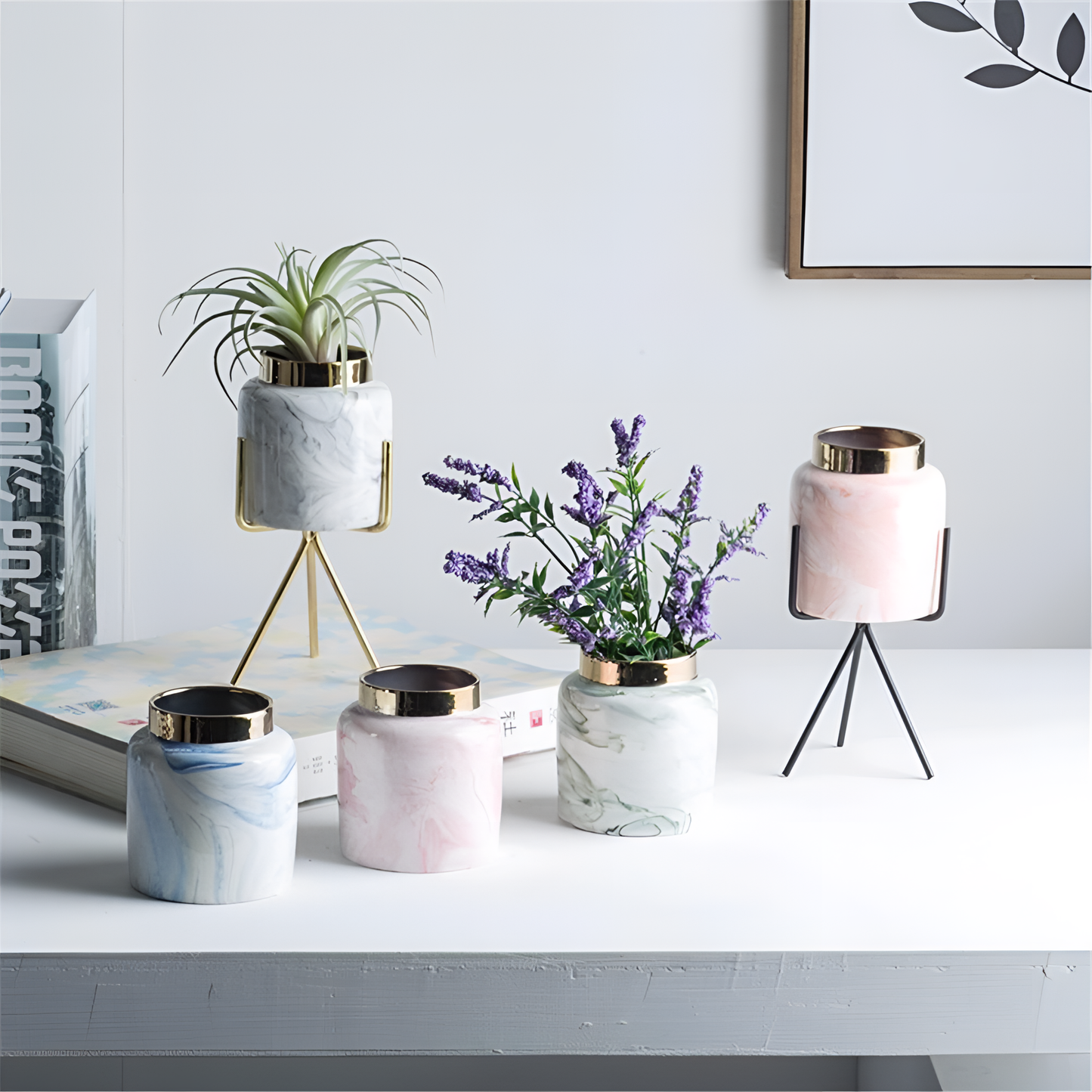 Coloured Marble Ceramic Mini Pot - Colored | Planters | NordicAbode.com