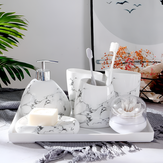 Marble 7-Piece Marble Bathroom Set | Bathroom Decor | NordicAbode.com