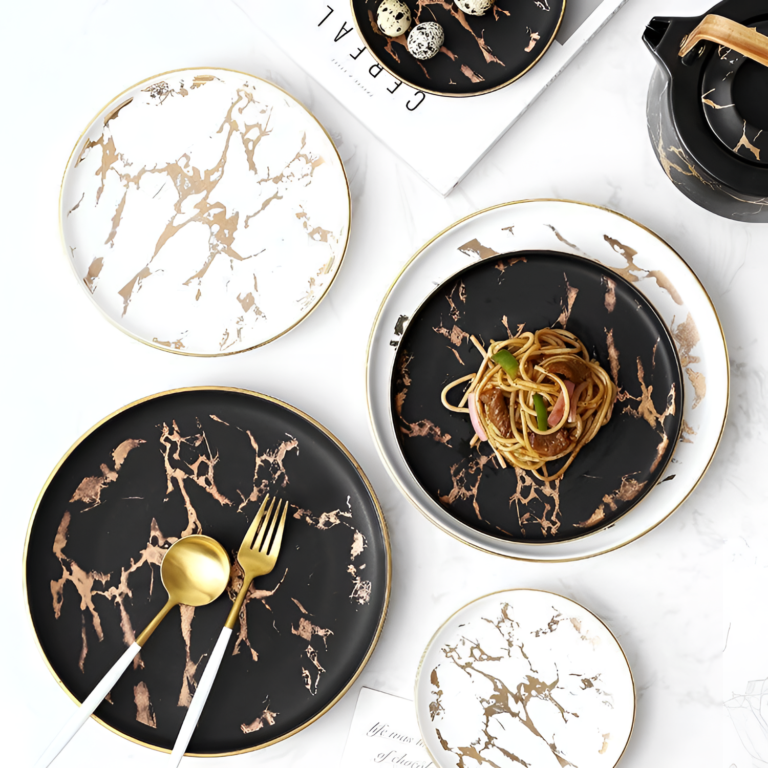 Gold Marble Plate with Gold Inlay | Tableware | NordicAbode.com