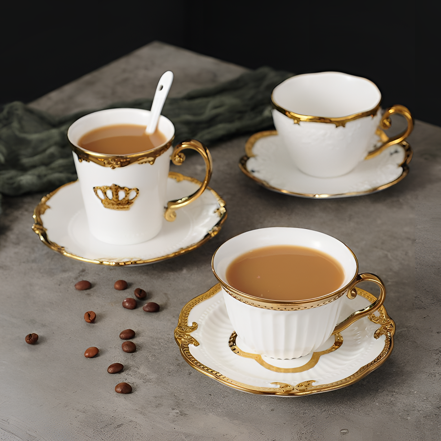 Golden Cup Set - Porcelain Drinkware | Drinkware | NordicAbode.com