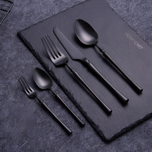 Matte Elegant Black Flatware Set | Tableware | NordicAbode.com