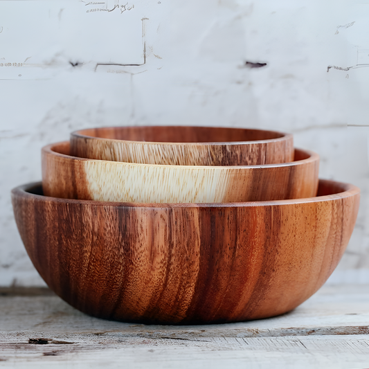 Hilary Acacia Serving Bowl - Elegant Centerpiece | Serveware | NordicAbode.com