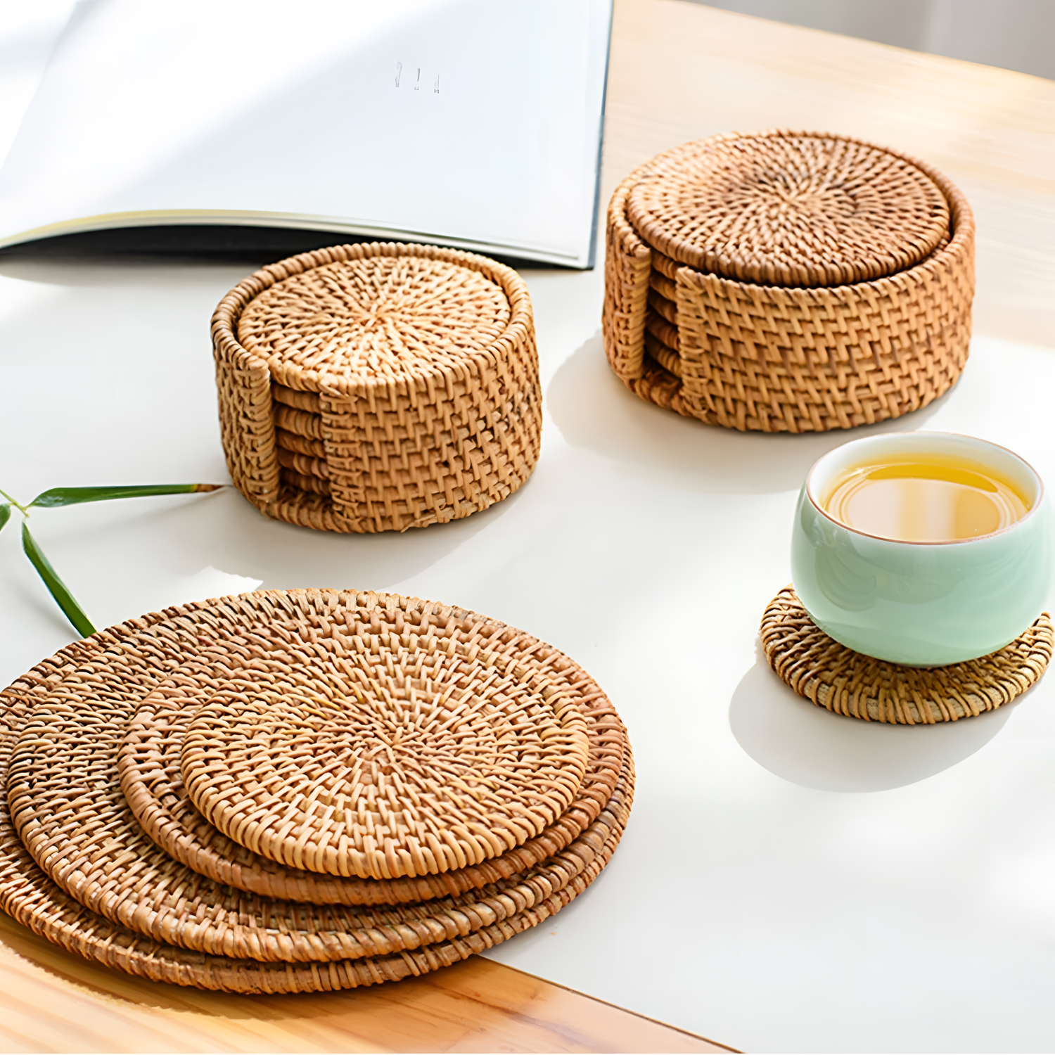 Rattan Coasters for Table Decor | Coasters | NordicAbode.com