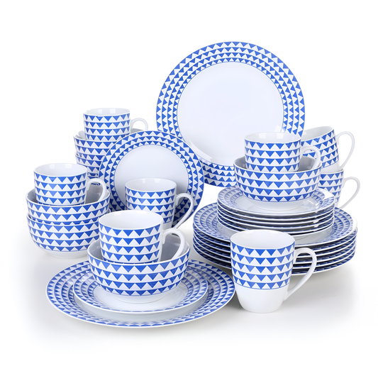 Wes 32-Piece Porcelain Dinnerware Set - Stripe Pattern | Dinnerware | NordicAbode.com