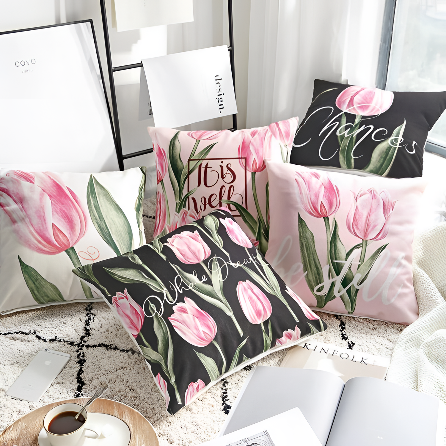 Pink Floral Peony Cushions | Cushions | NordicAbode.com