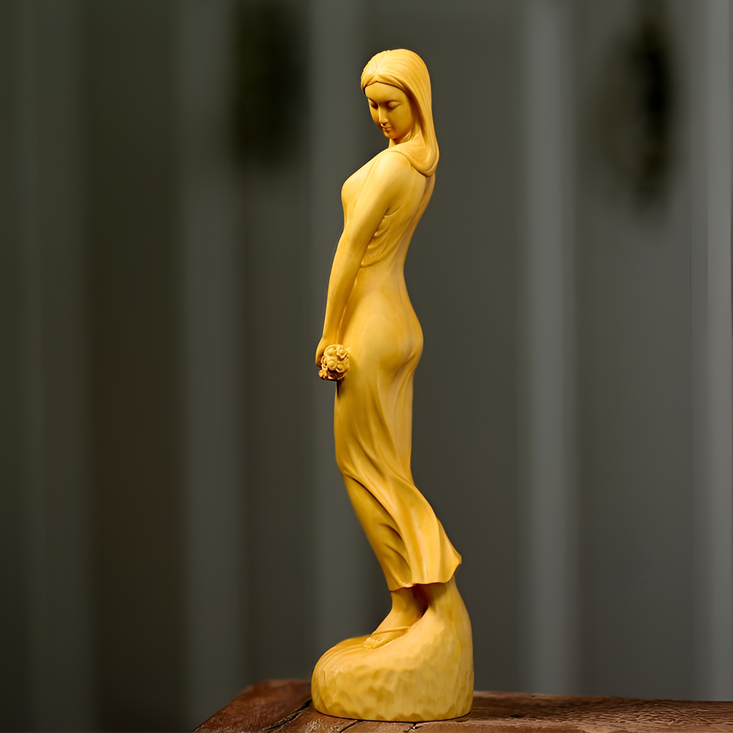 Wooden Artisan Wooden Beauty Statue | Art Objects | NordicAbode.com