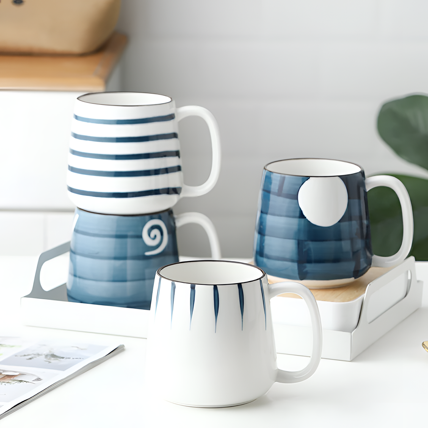 Jundia Blue Patterned Coffee Mug | Kitchenware | NordicAbode.com