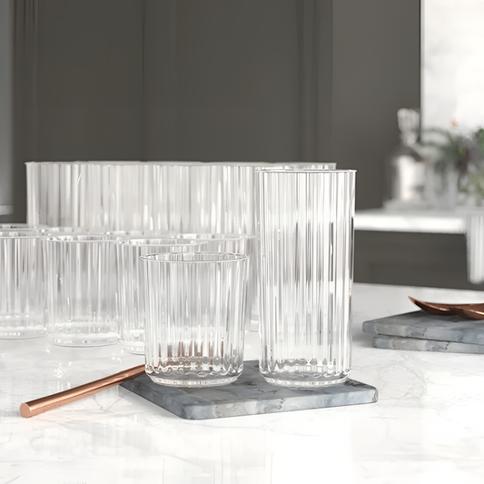 Brielle 16-Piece Glassware Set - Modern & Retro | Glassware | NordicAbode.com