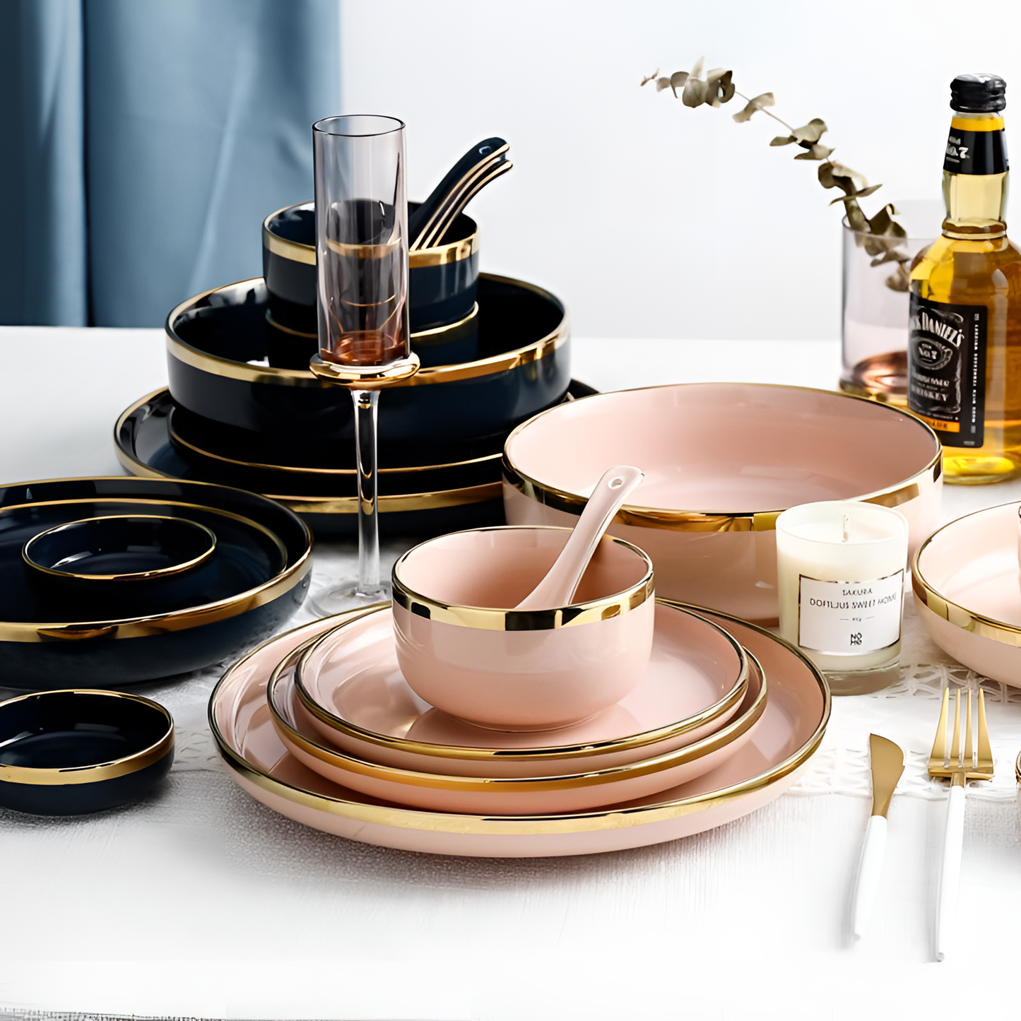 Black Glossy Ceramic Dinnerware Set | Dinnerware | NordicAbode.com