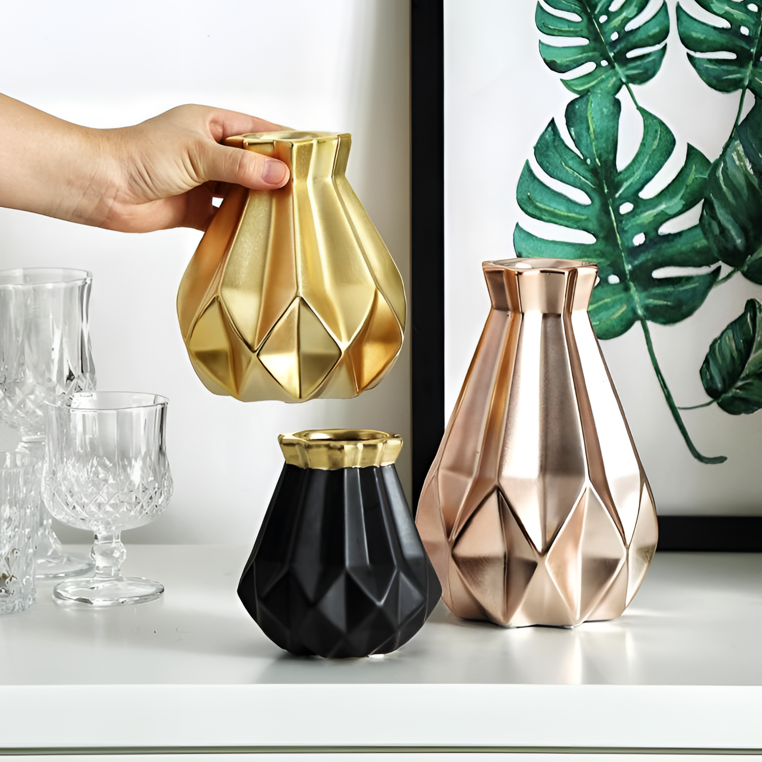 Metallic Porcelain Diamond Vase | Vases | NordicAbode.com