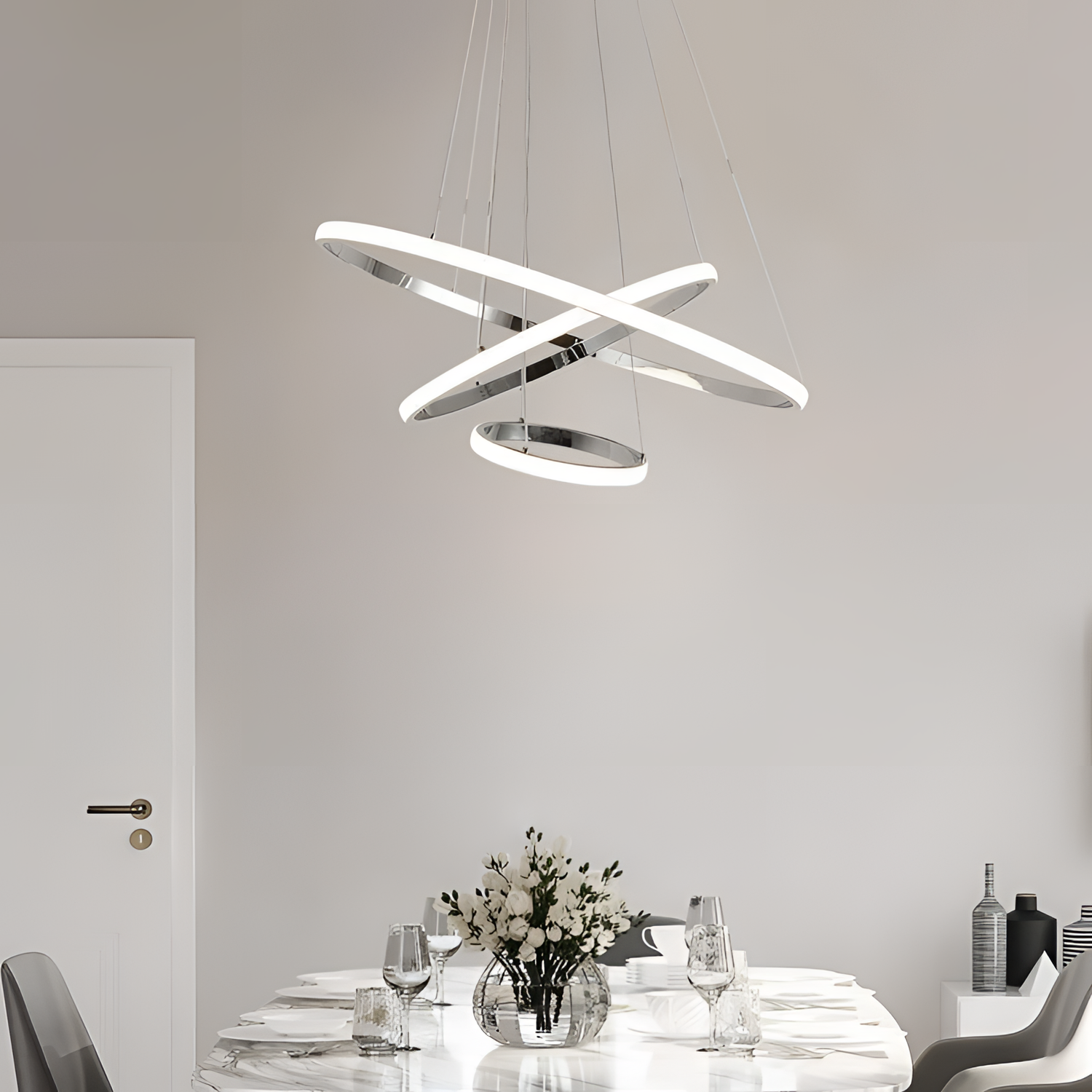 Silver Modern Circle Pendant Light | Lighting | NordicAbode.com