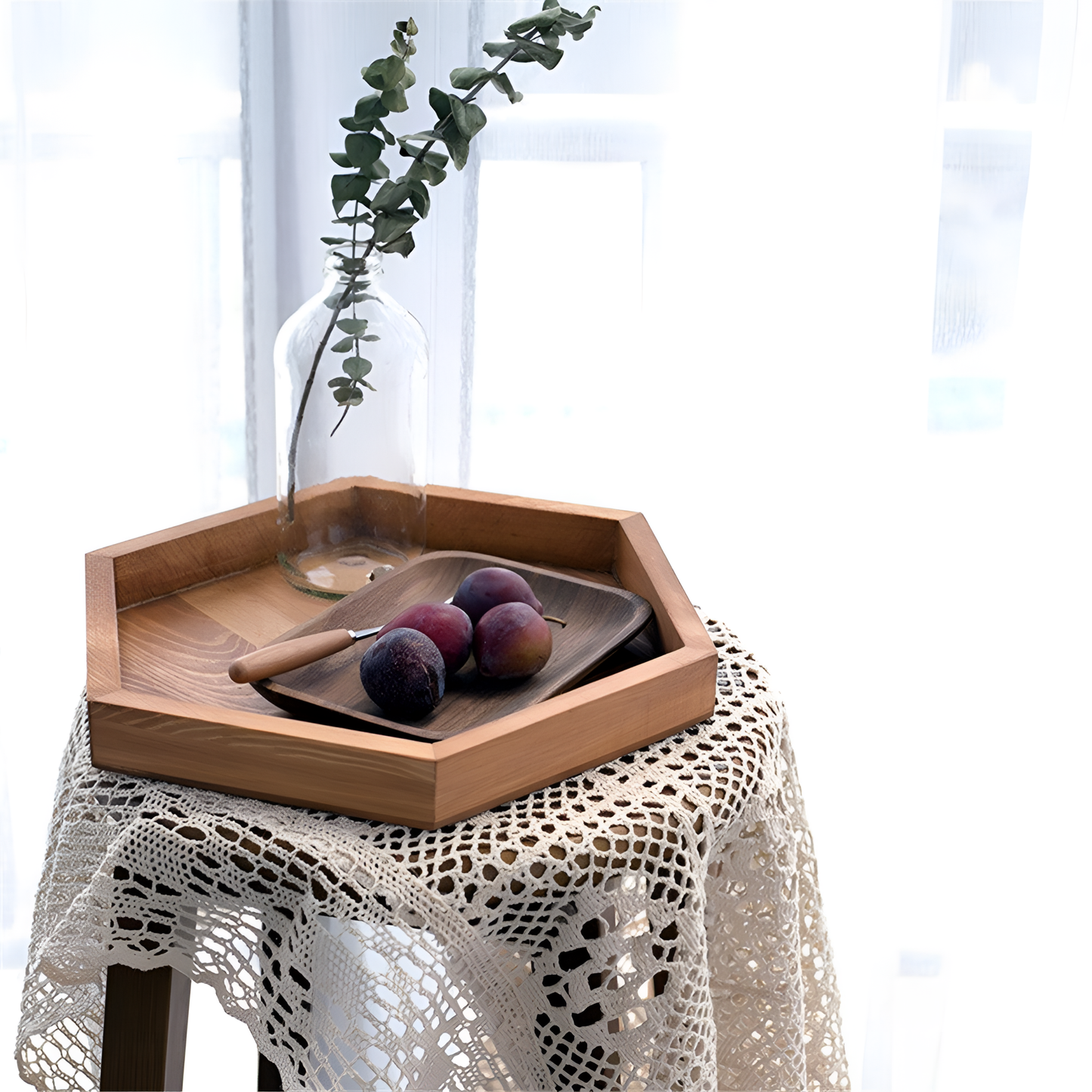 Wood Hexagonal Wood Tray | Trays | NordicAbode.com