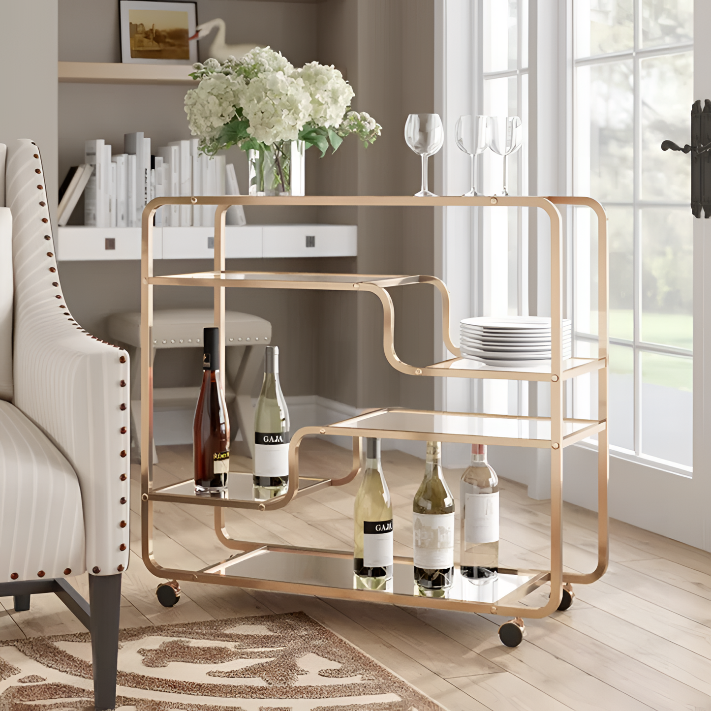 Prochaska Mid-Century Mirrored Bar Cart | Bar Carts | NordicAbode.com