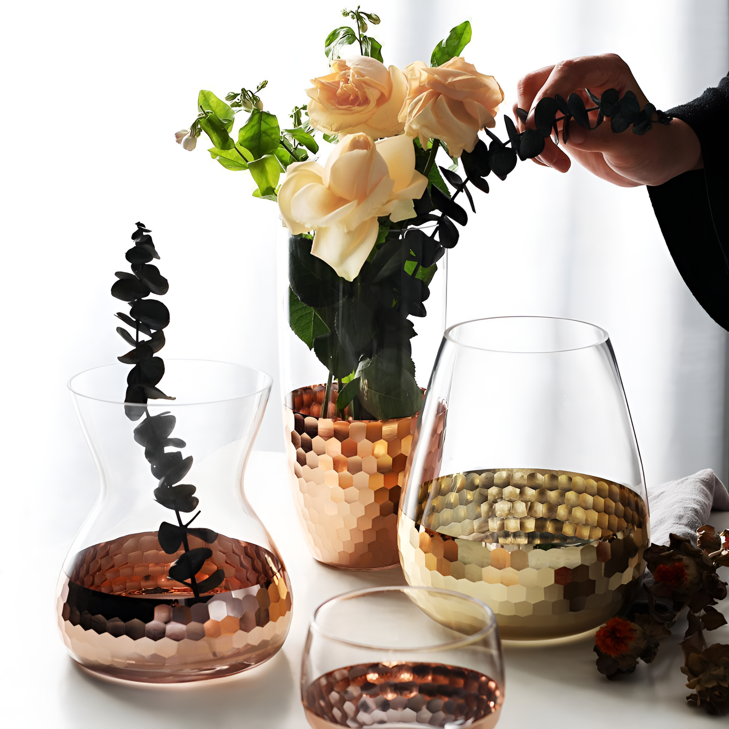 Gold Plated Hexagon Glass Cup | Drinkware | NordicAbode.com