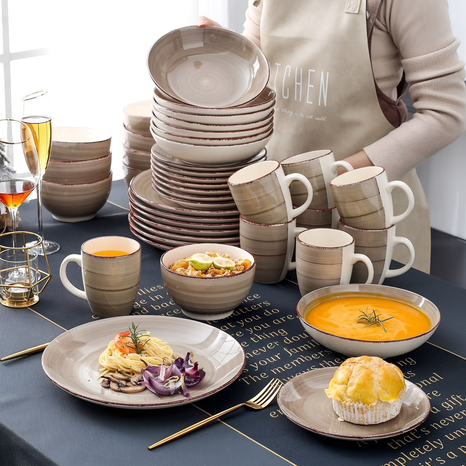 Bella-C 40-Piece Porcelain Dinnerware Set - Non-Toxic & Durable | Dinnerware | NordicAbode.com