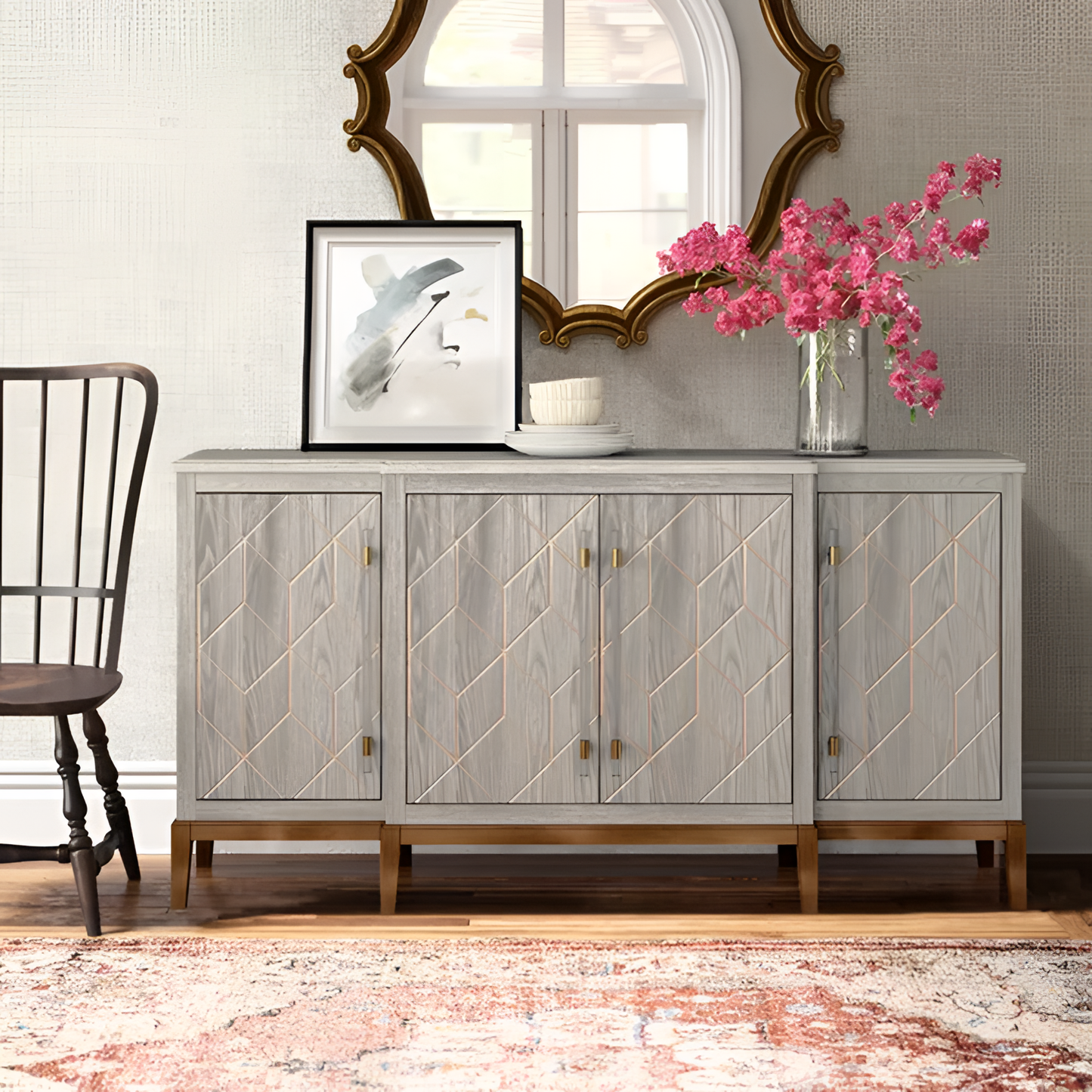 Kidham Geometric Sideboard in Graphite Gray | Furniture | NordicAbode.com