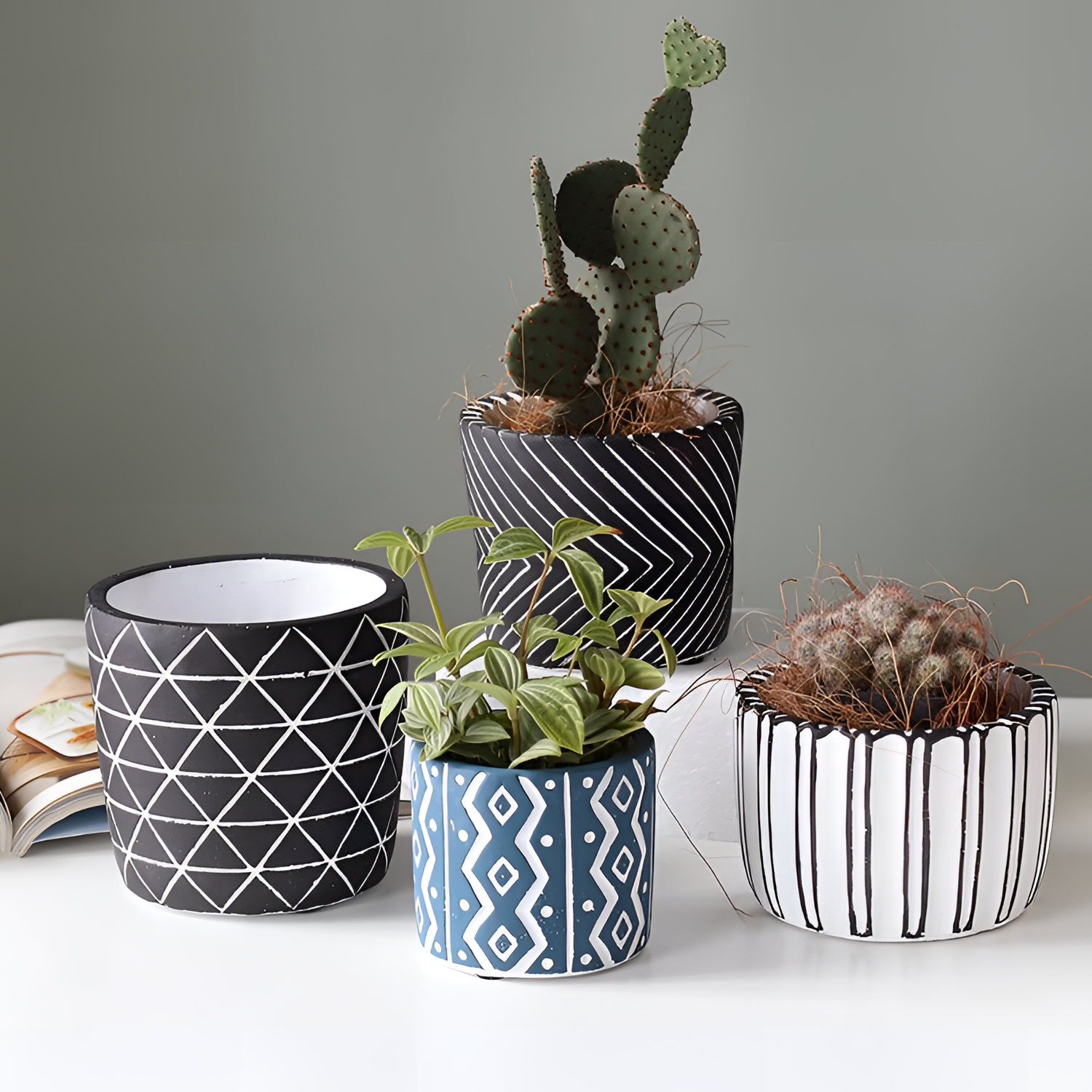 Retro Geometric Flower Pots - Creative Cement Vases | Vases | NordicAbode.com