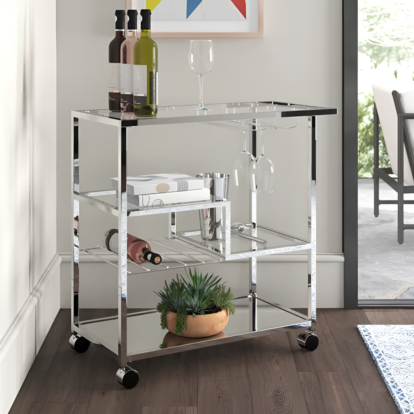 Vannorman Mirrored Bar Cart for Entertaining | Bar Carts | NordicAbode.com