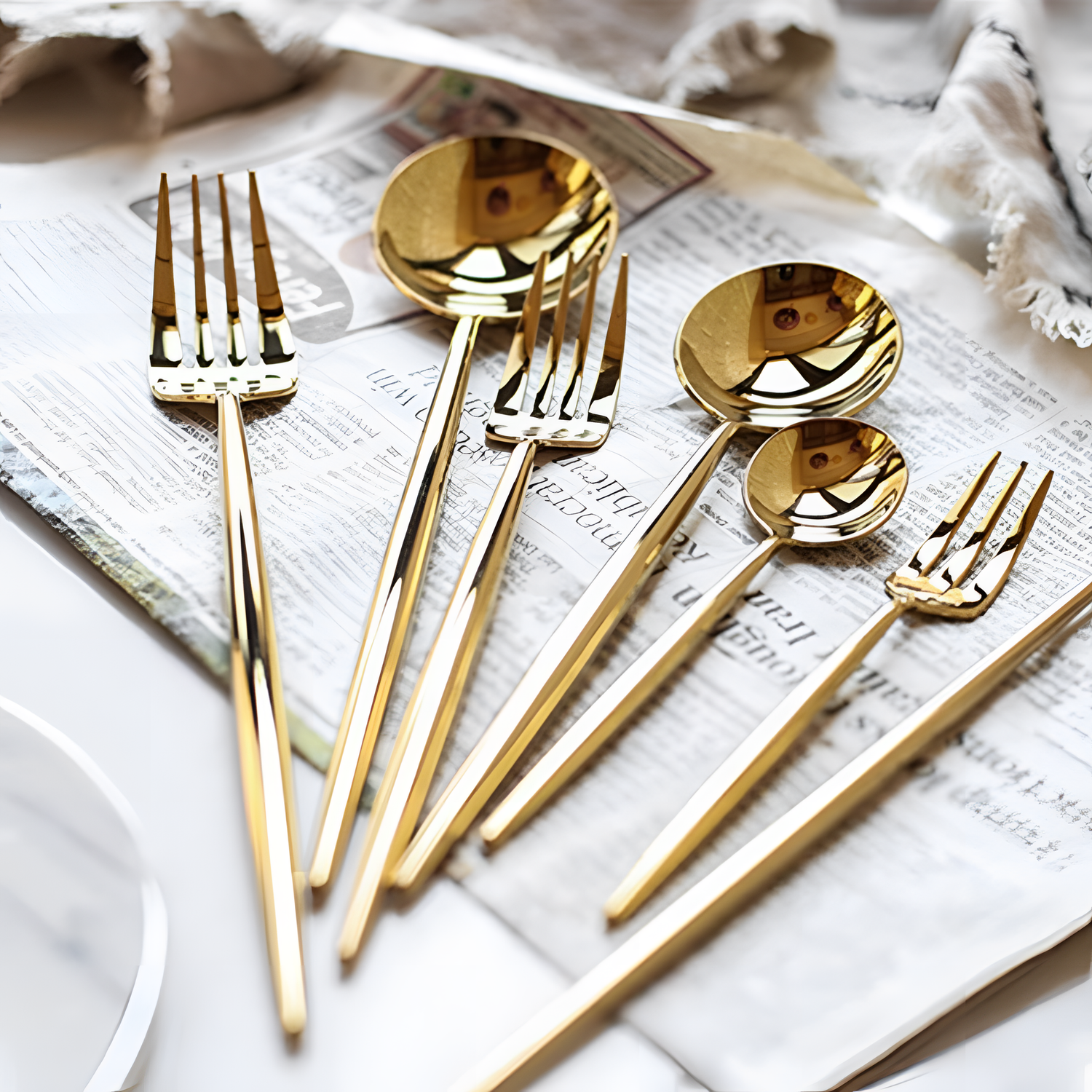 4 Gold Cutlery Set - Mirror Finish | Tableware | NordicAbode.com