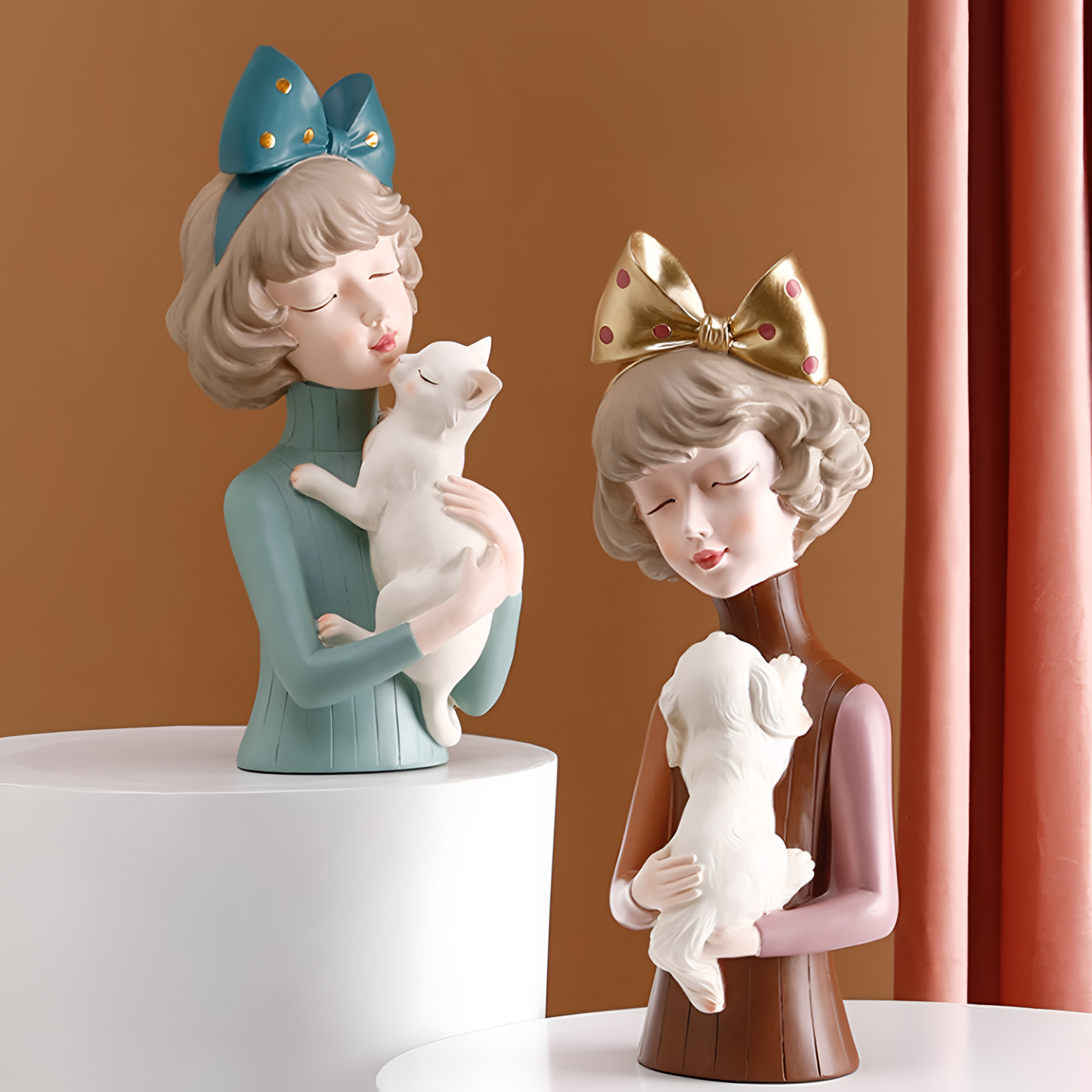 Cat Girl with Cat Statue | Statues | NordicAbode.com