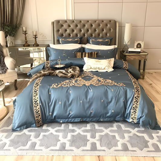 Halo Royal Blue Egyptian Cotton Bedding Set | Bedding | NordicAbode.com