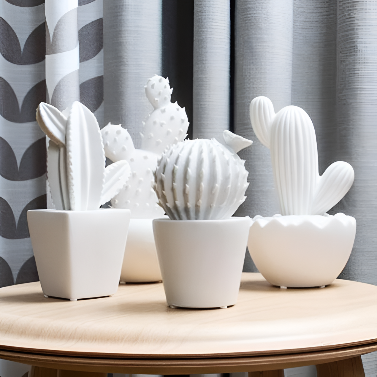 White Modern White Ceramic Cactus | Planters | NordicAbode.com