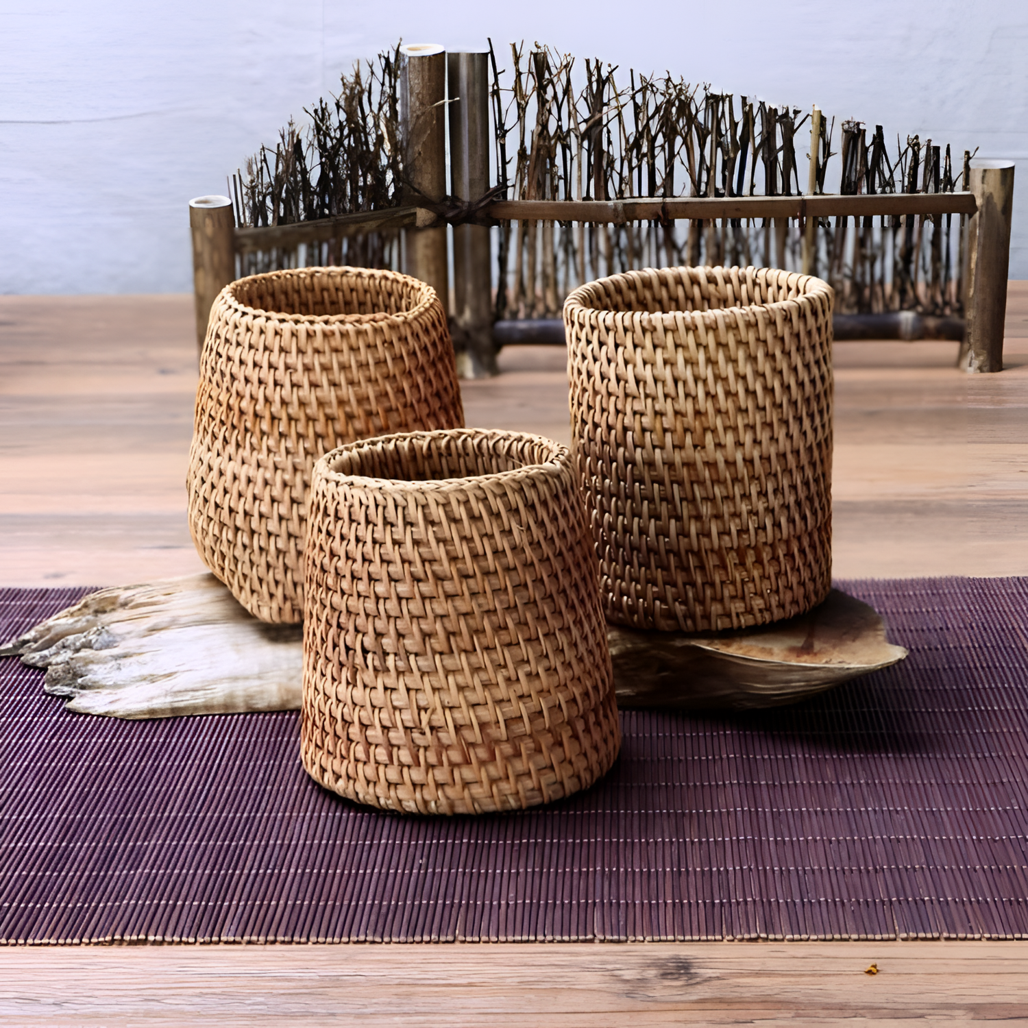 Handwoven Rattan Tea Tool Storage Basket | Baskets | NordicAbode.com