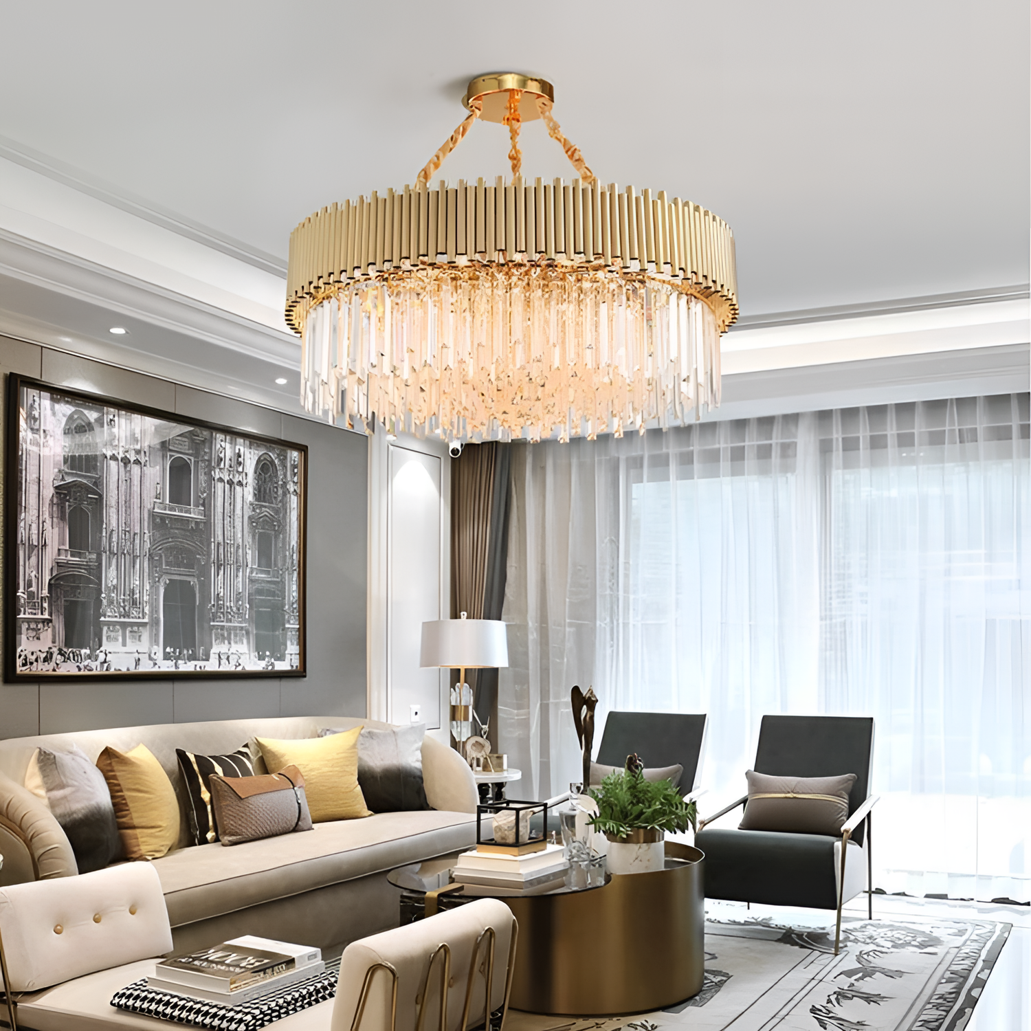 Golden Luxurious Golden Crystal Goblet Chandelier | Lighting | NordicAbode.com