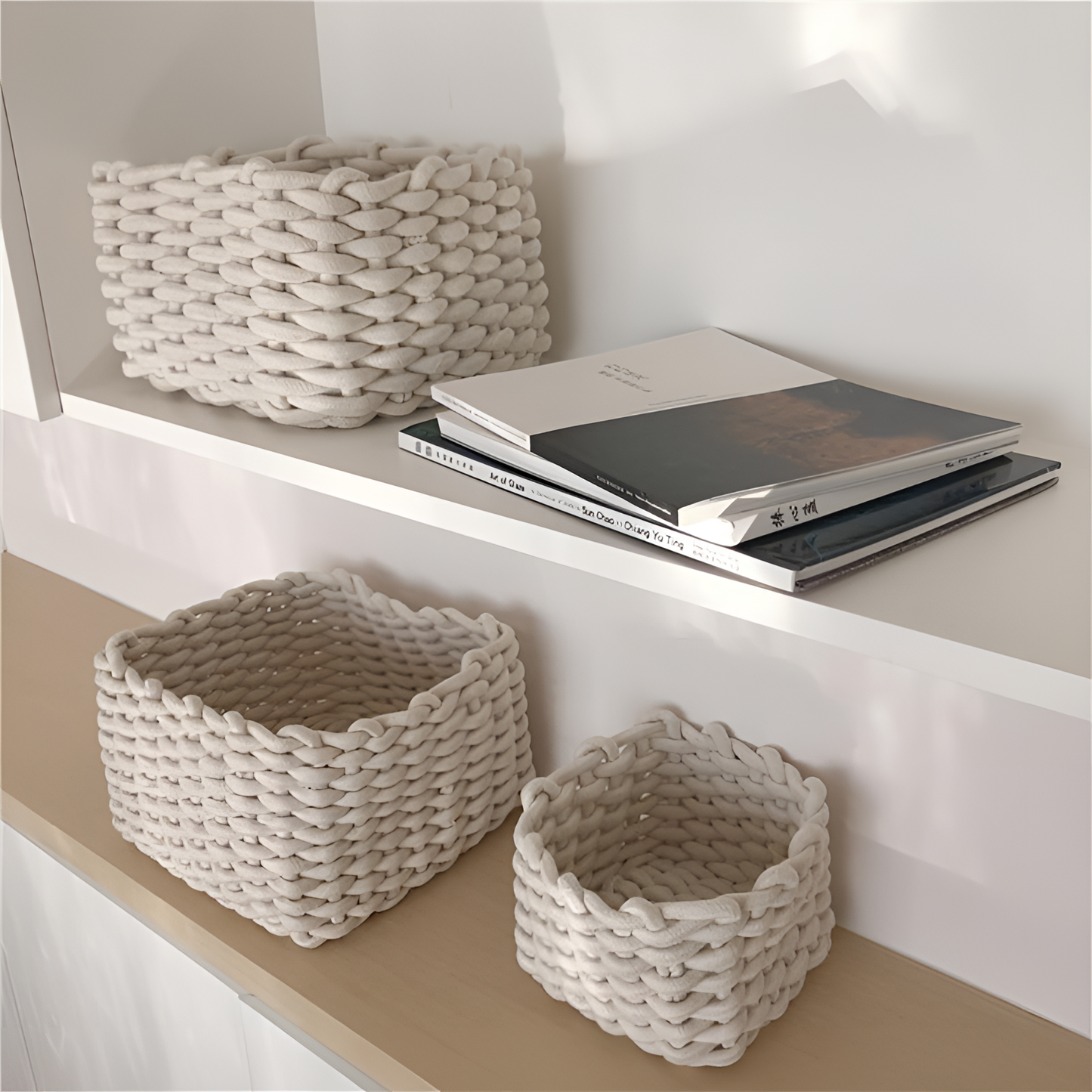 Alohaboho Hand-Woven Storage Basket - Cotton Rope | Baskets | NordicAbode.com