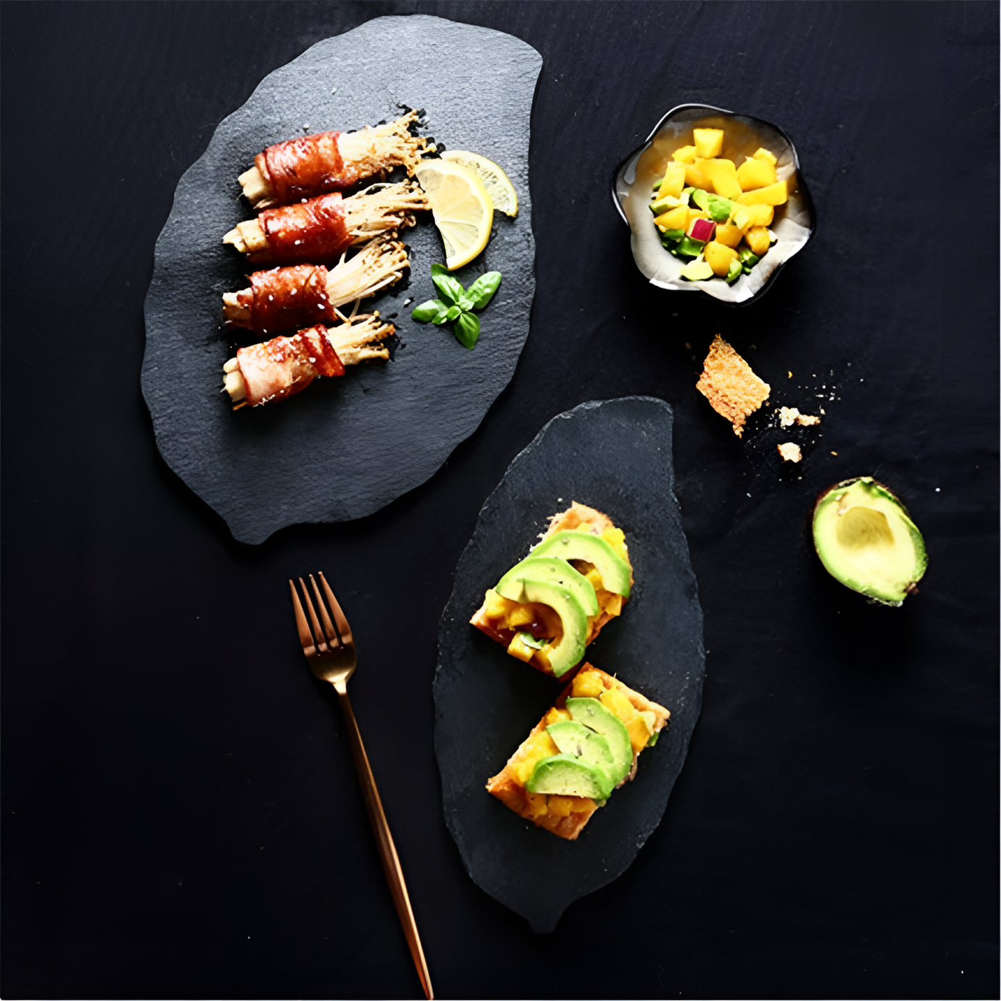 Natural Slate Leaf Plates - Set | Tableware | NordicAbode.com