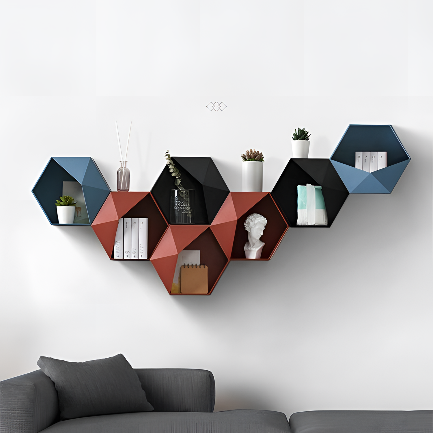 Modern Hexagon Wall Shelves Set | Shelving | NordicAbode.com