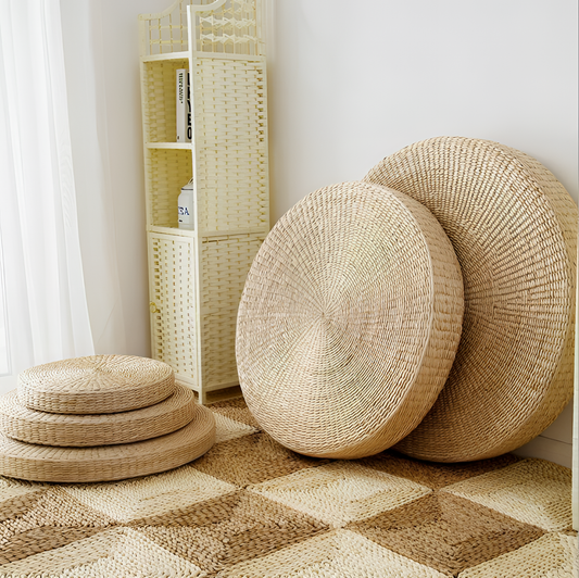 Tatami Natural Straw Floor Cushion | Cushions | NordicAbode.com