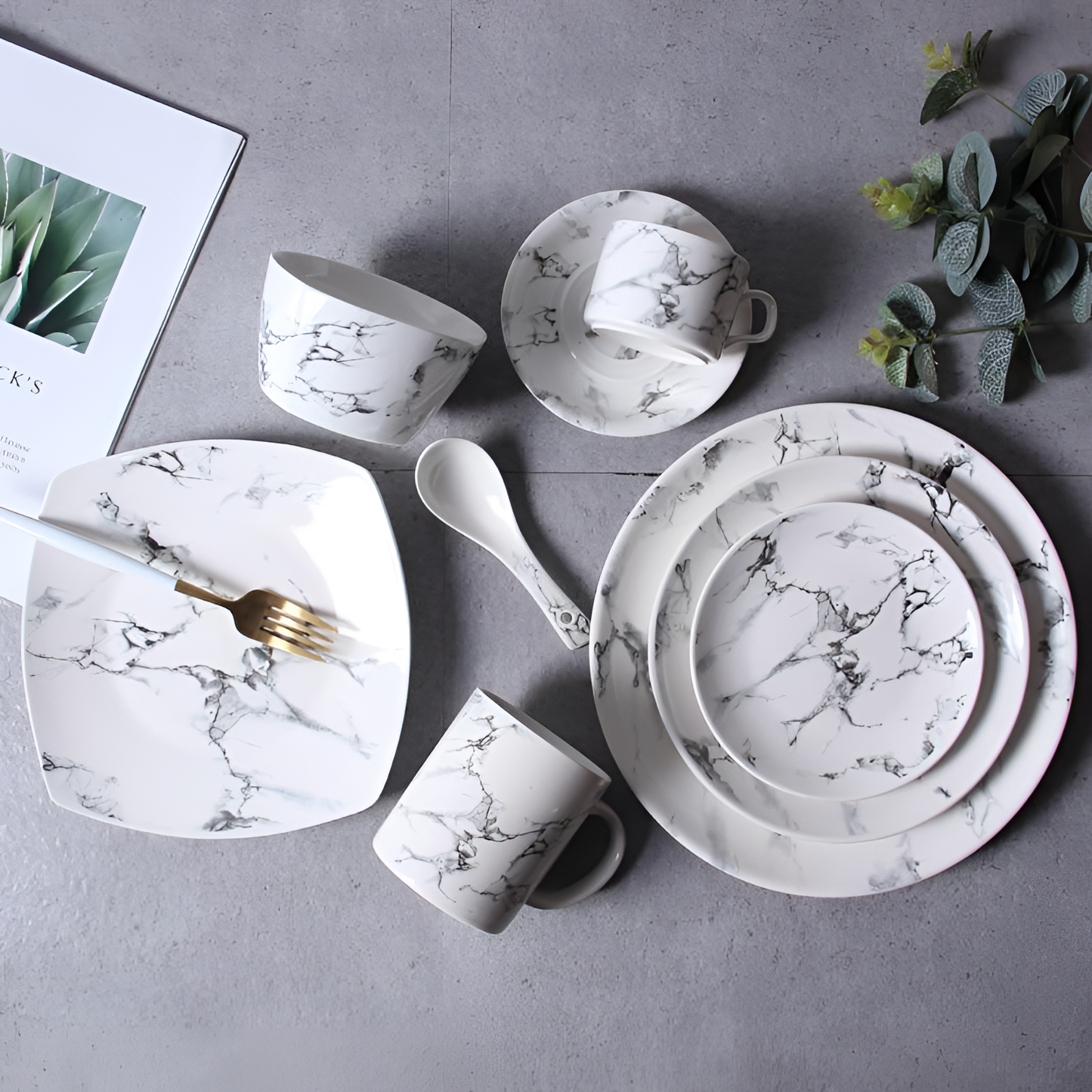 Basic Marble Dinnerware Set | Dinnerware | NordicAbode.com