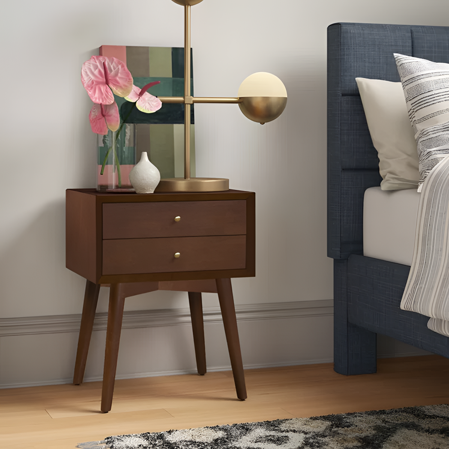 Olivet Mid-Century Nightstand with Drawer | Nightstands | NordicAbode.com