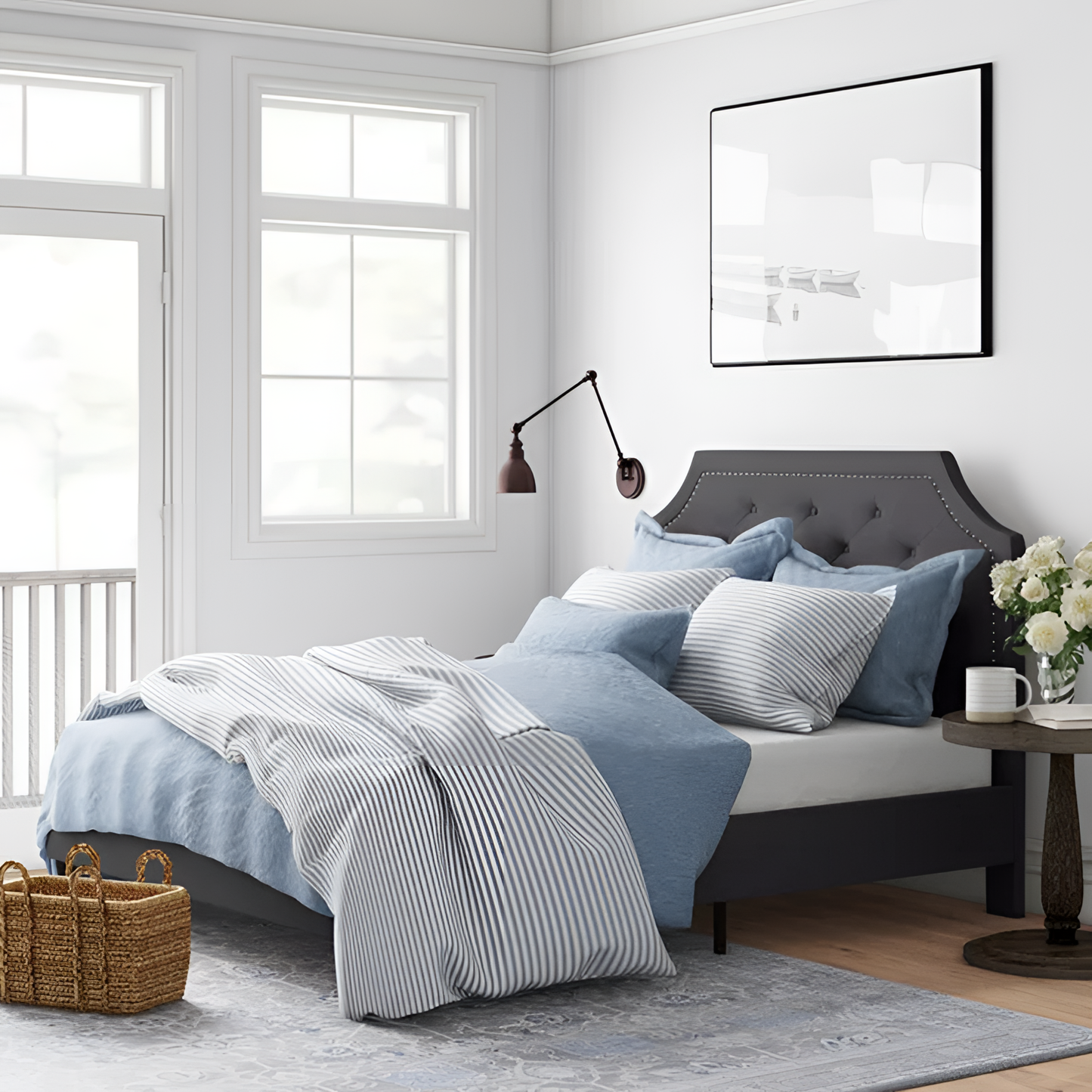 Pratts Modern Upholstered Platform Bed | Bedroom Furniture | NordicAbode.com