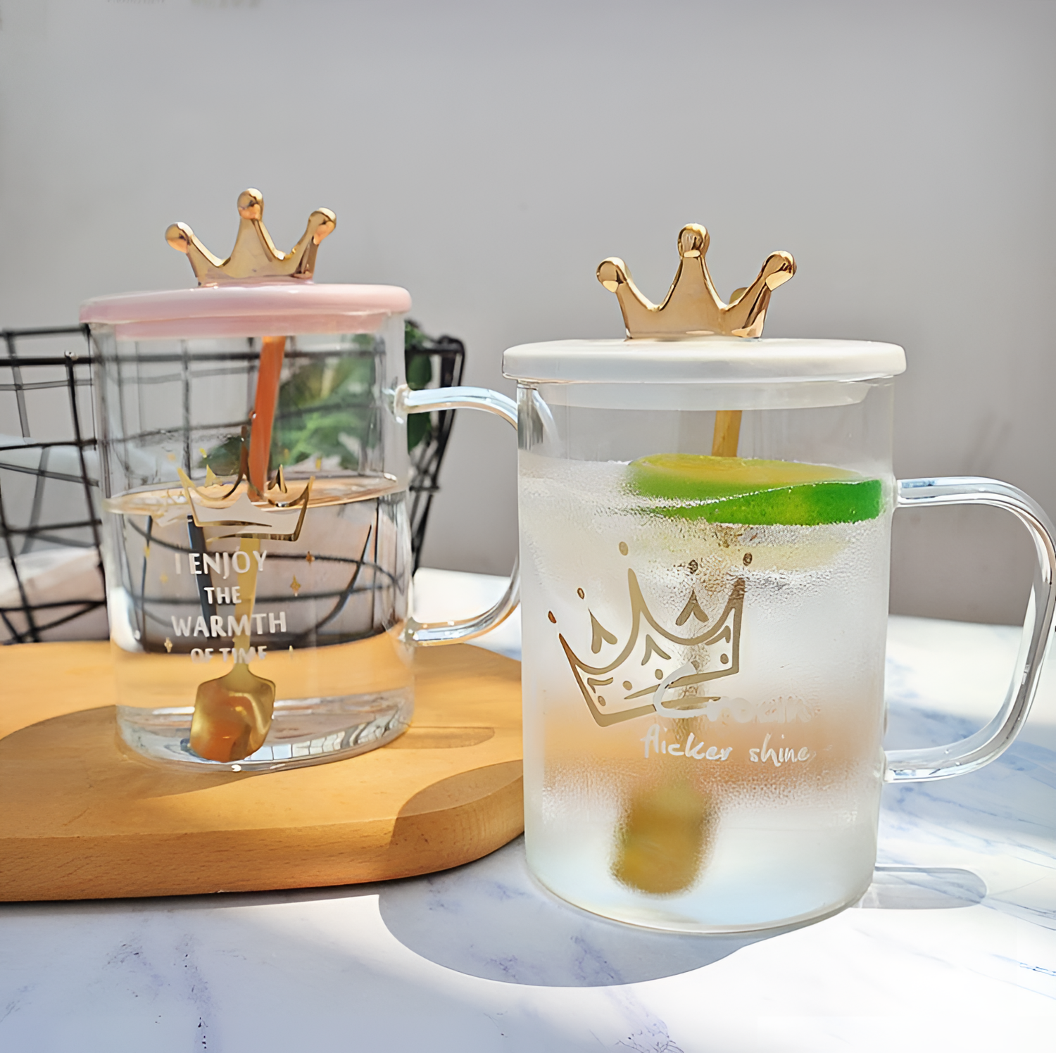 Crown Transparent Mug with Cover - Crown | Mugs | NordicAbode.com