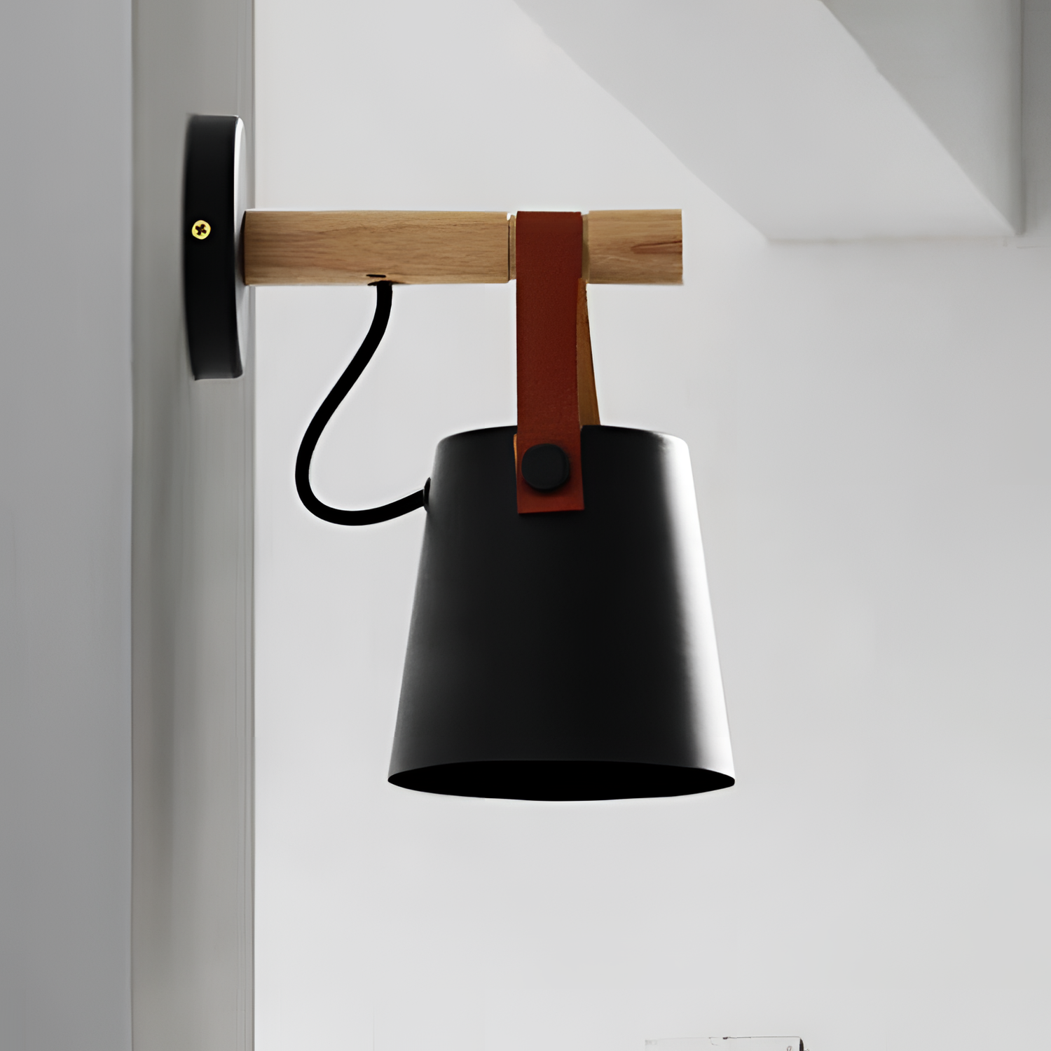 Leather Black Leather Wall Lamp | Lighting | NordicAbode.com