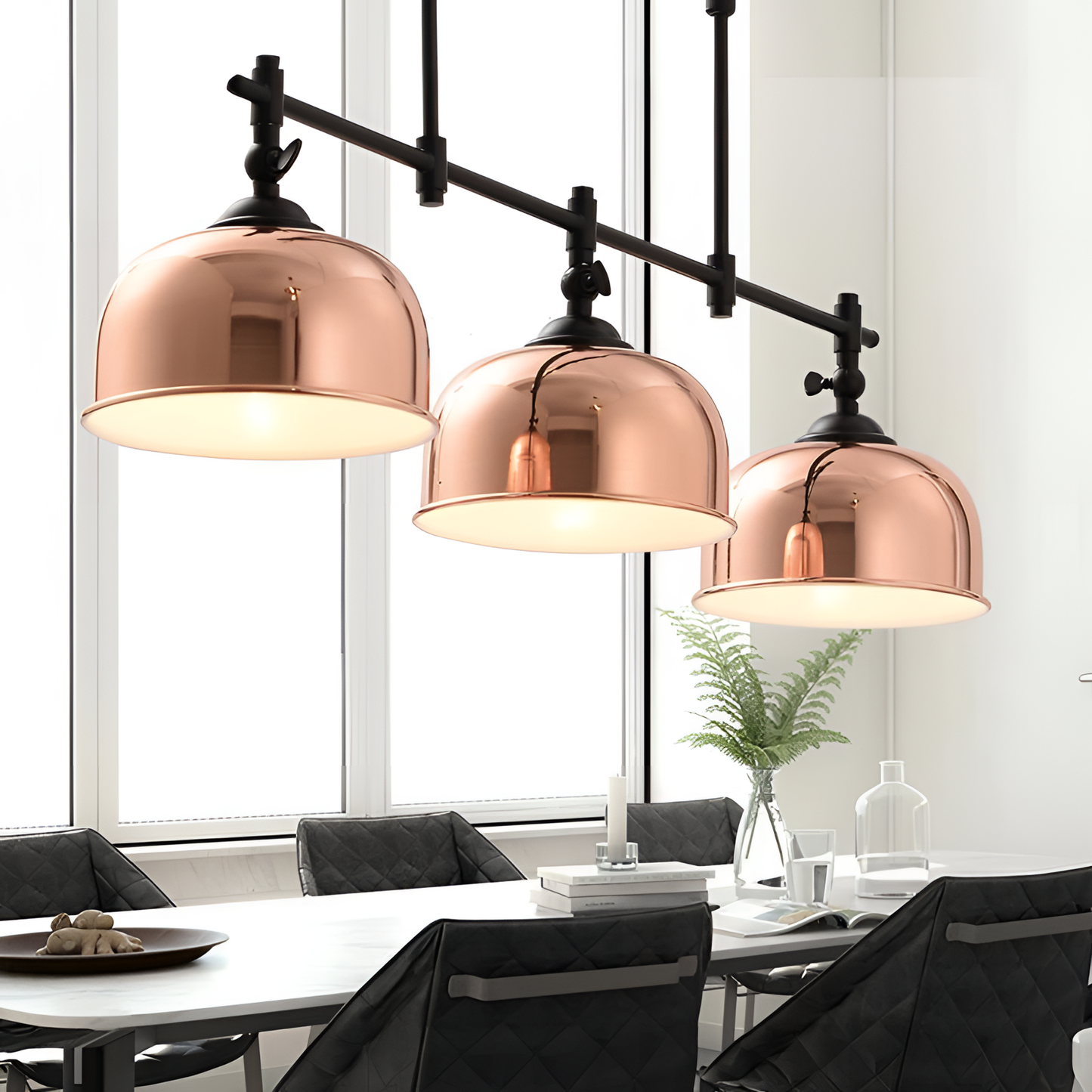 Romero Linear Light Fixture with Pink Gold Shades | Lighting | NordicAbode.com