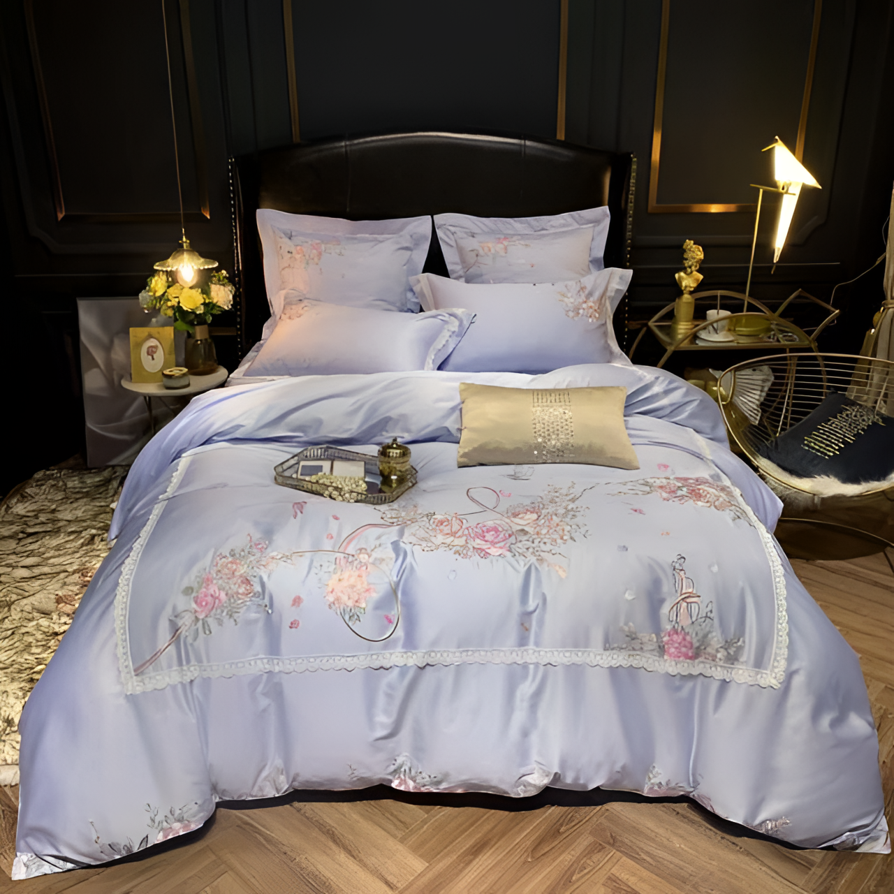 Light Mauve Floral Duvet Set | Bedding | NordicAbode.com