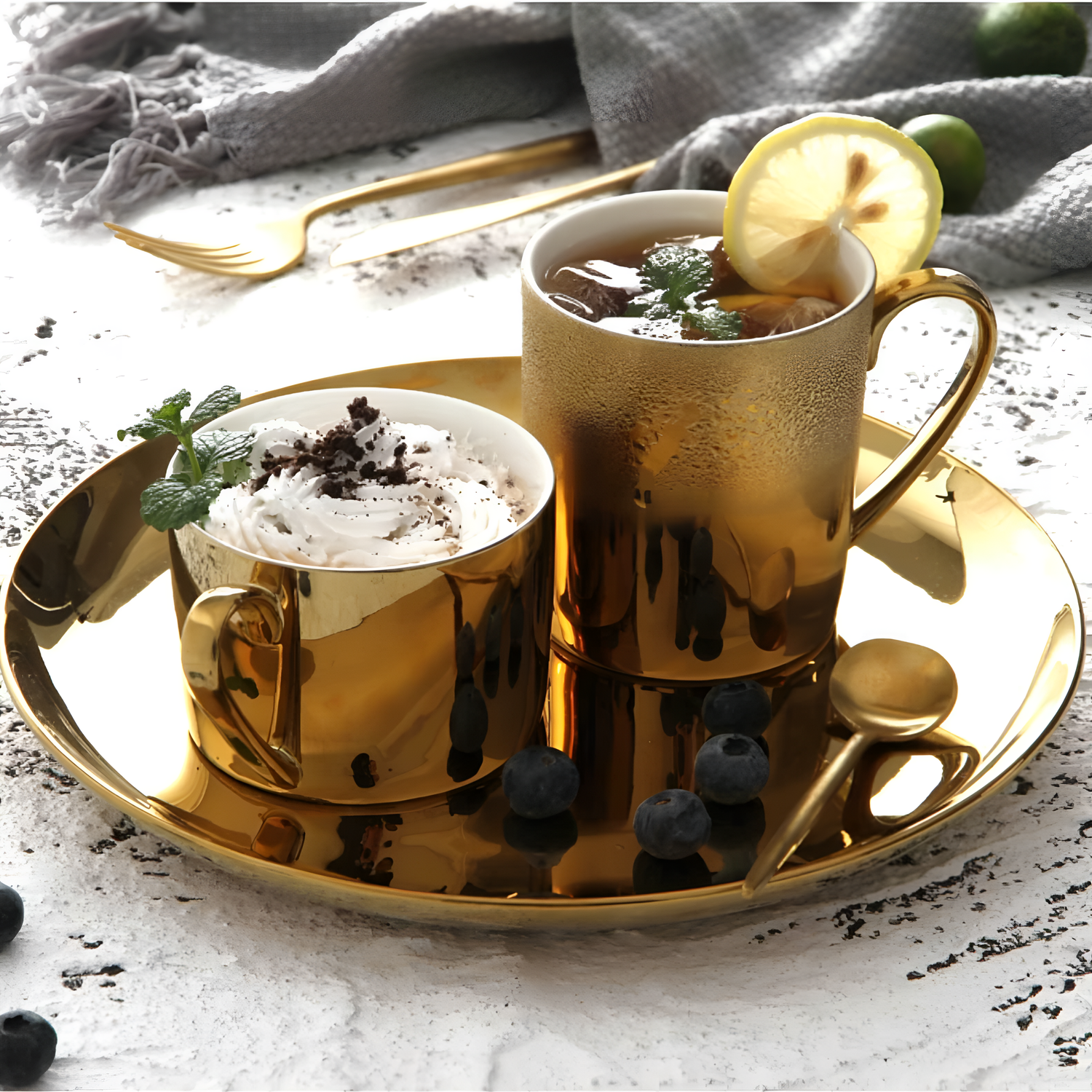 Ceramic Modern Gold and Silver Ceramic Set | Dining | NordicAbode.com