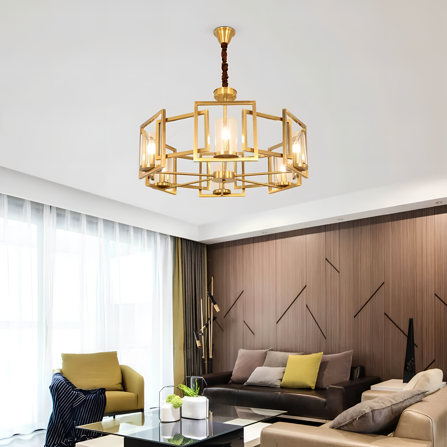 Golden Polished Copper Chandelier - Clear Glass | Lighting | NordicAbode.com