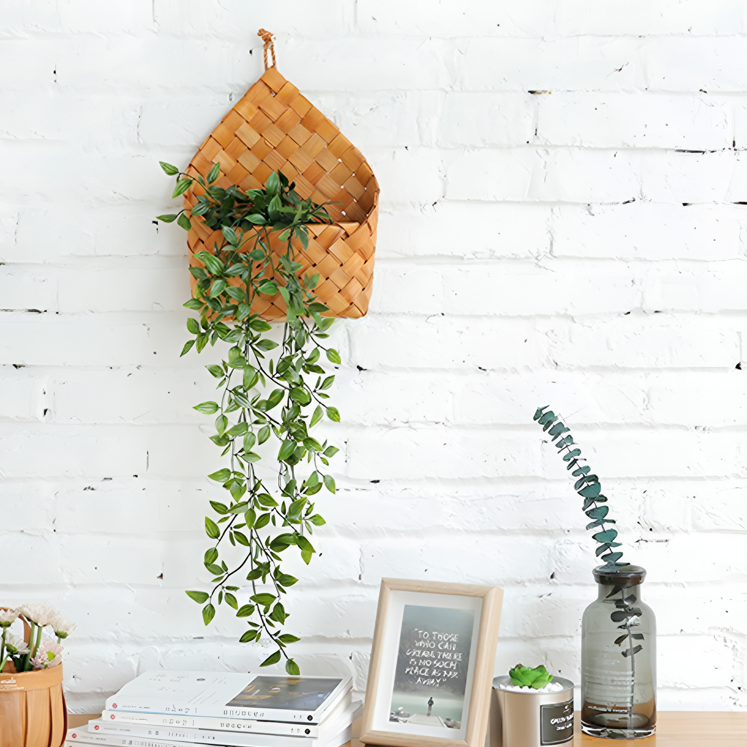 Evalyn Natural Wicker Wall Planter Basket | Planters | NordicAbode.com