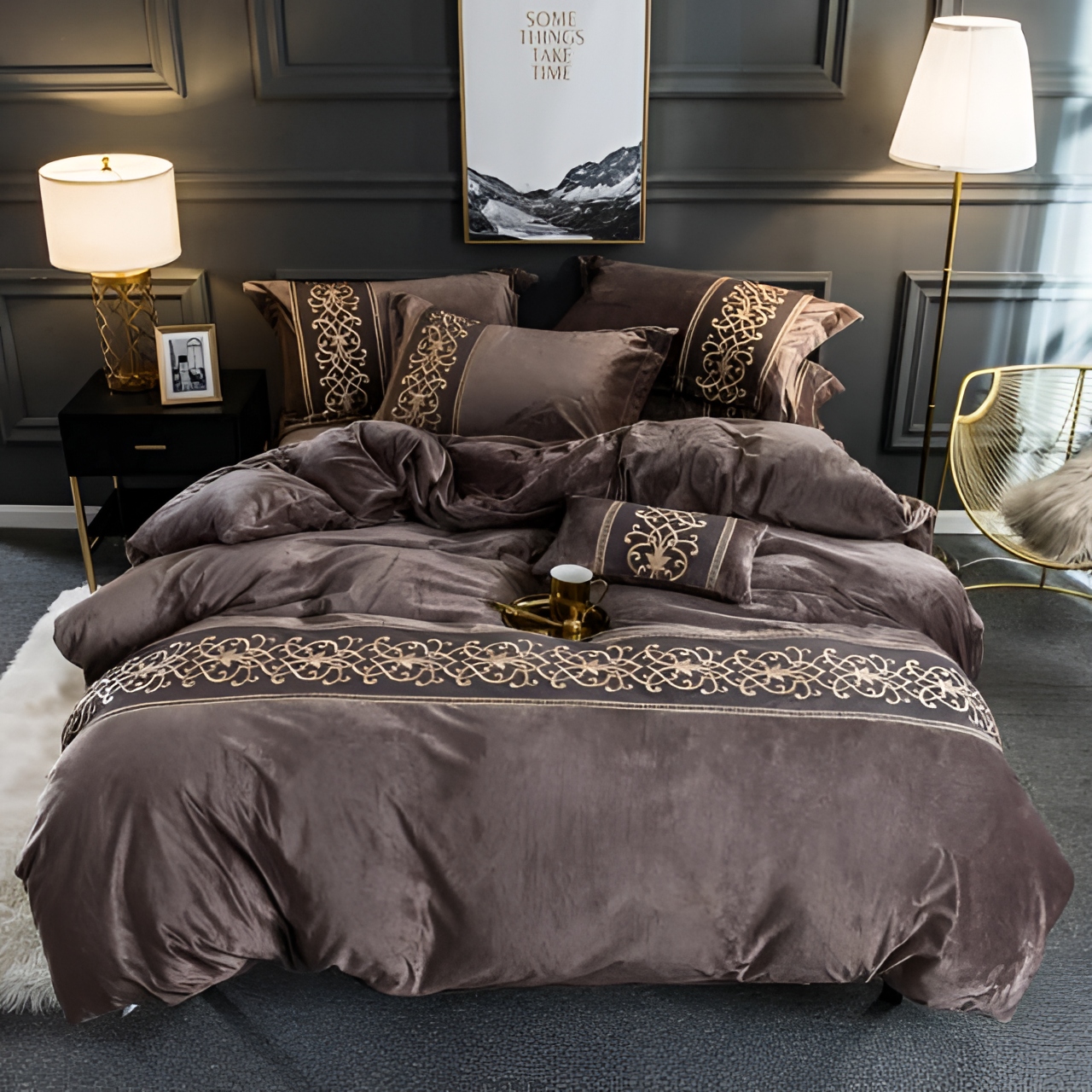 Tawney Luxurious Velvet Duvet Cover Set | Bedding | NordicAbode.com