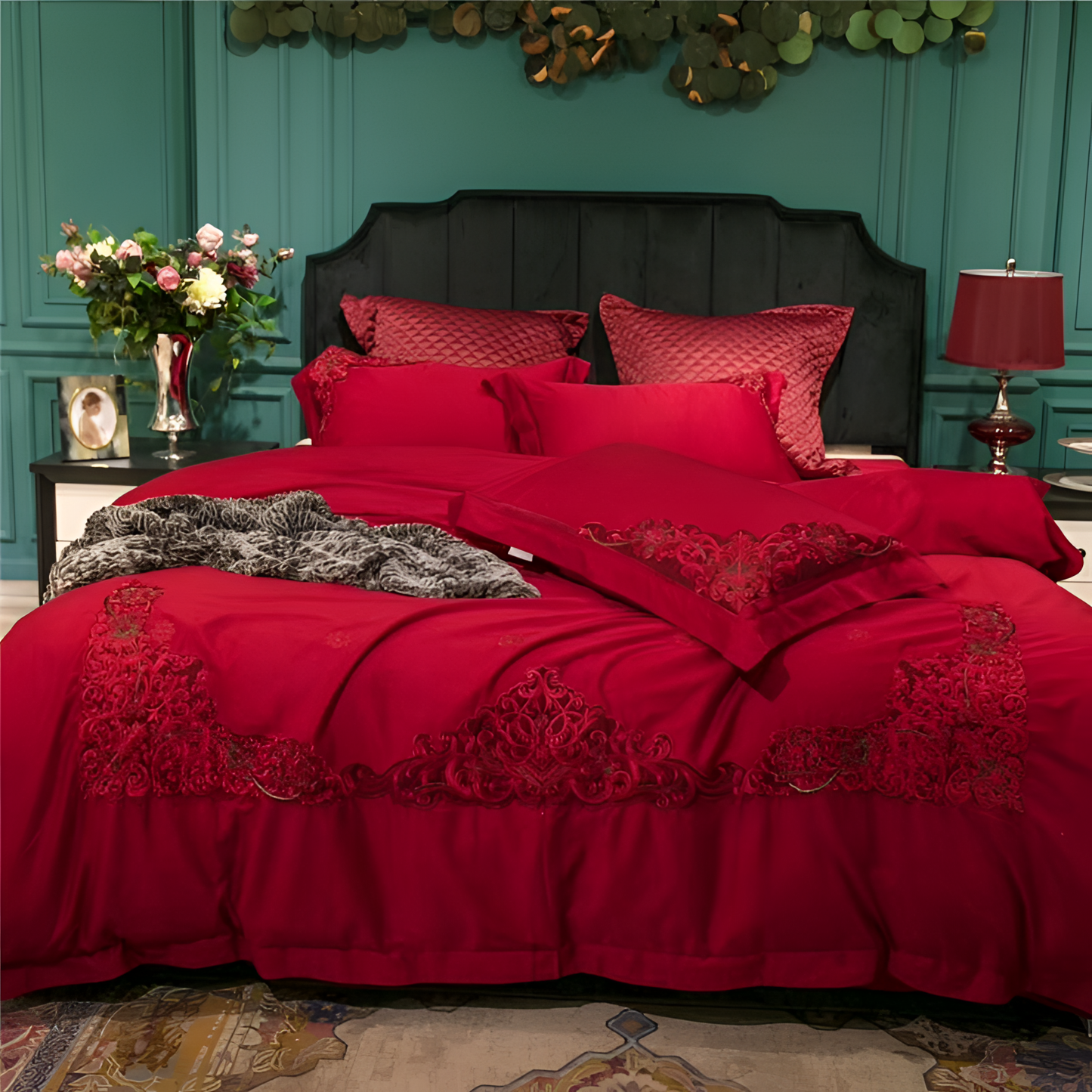 Miriada Luxury Red Egyptian Cotton Bedding | Bedding | NordicAbode.com