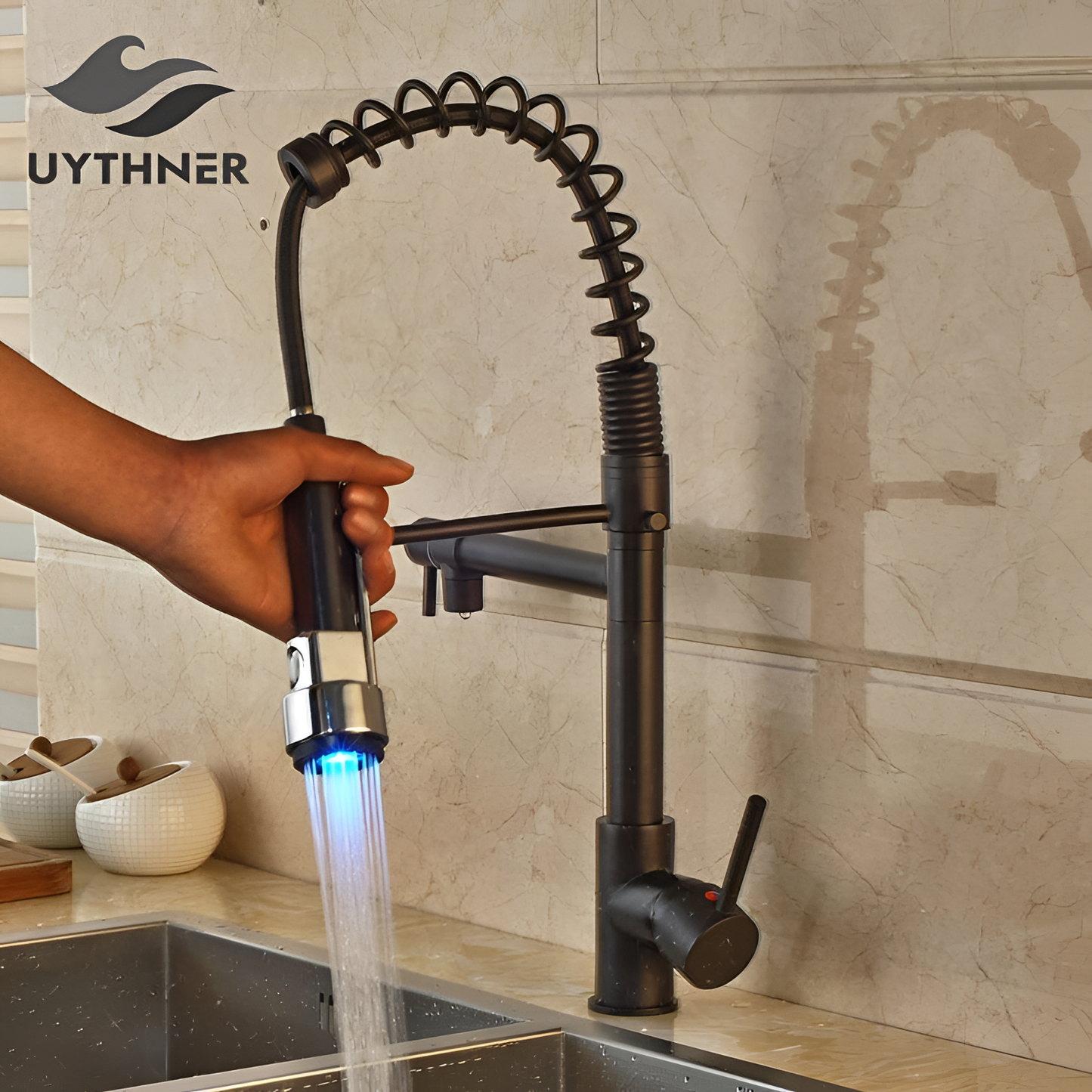 Carylon LED Kitchen Faucet - Spring Mounted | Kitchen Fixtures | NordicAbode.com