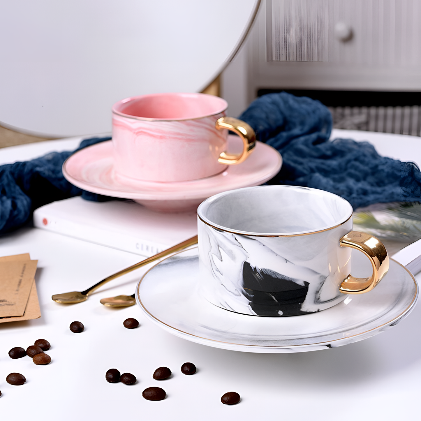 Pink Marble Tea Cup Set | Dinnerware | NordicAbode.com