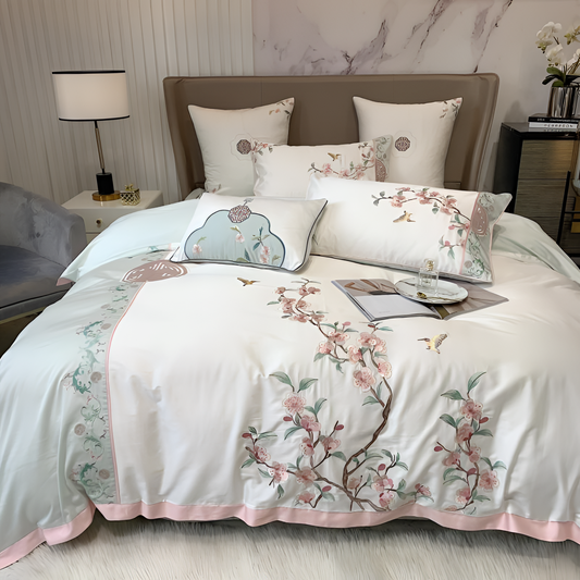 Luxury Plum Embroidery Duvet Cover - Luxury | Bedding | NordicAbode.com