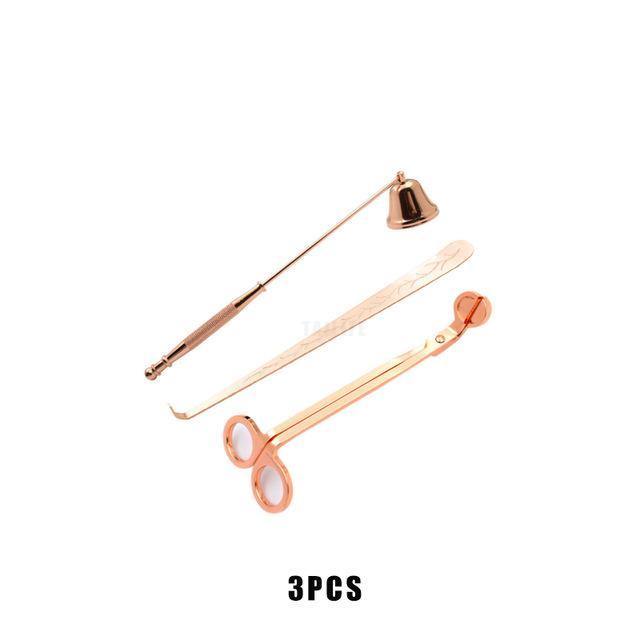 3Pcs/set Rose Gold Stainless steel Candle Snuffers Wick Trimmer Wick Dipper Put Out Candle Extinguisher  Candle Tool Home Decor - Nordic Side - 