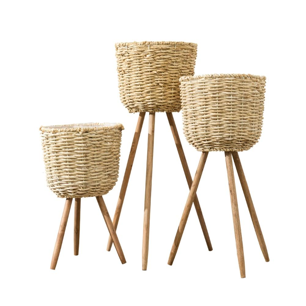 Ottilie - Handmade Bamboo Standing Basket - Nordic Side - 08-06, modern-farmhouse