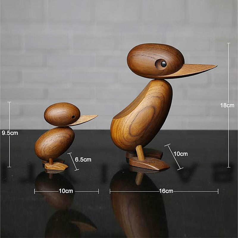 Wooden Duck And Duckling Decor